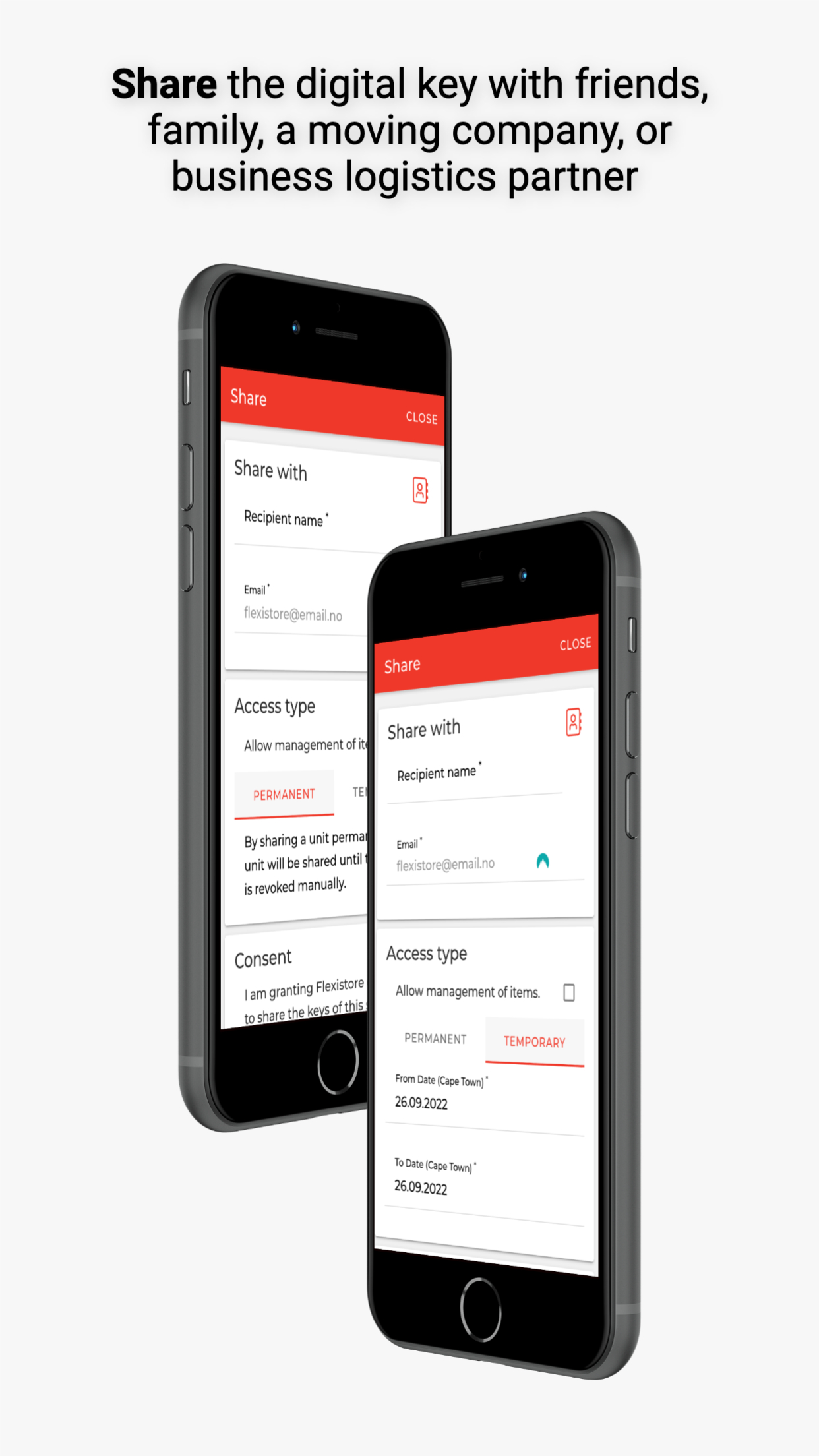 Share access with friends, family or movers
